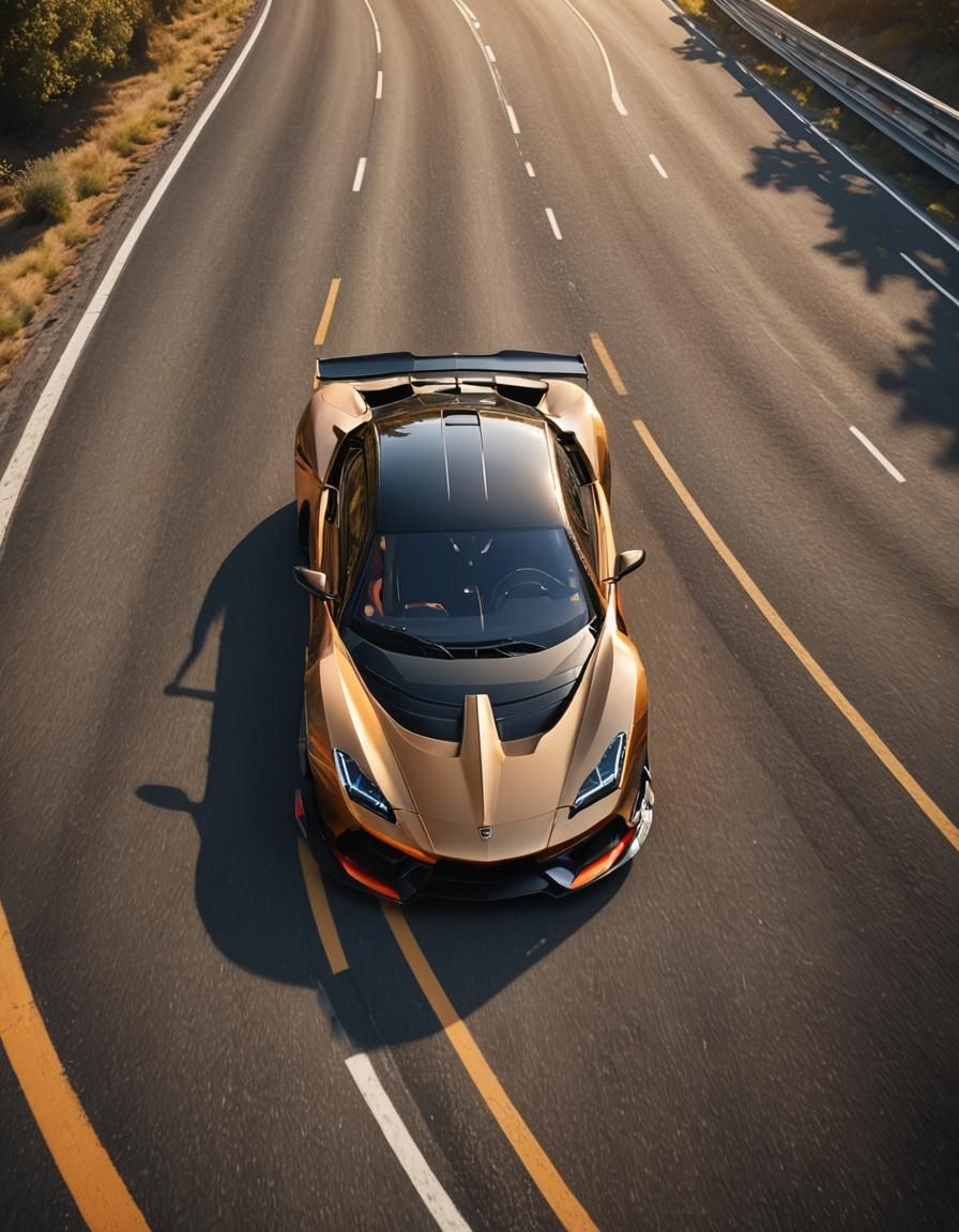 Supercar Speeding on Highway in Digital Art Style