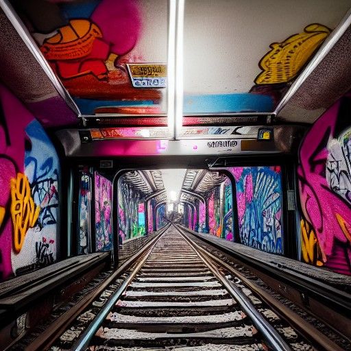 NYC Subway Graffiti Art on Bridge, Photorealistic