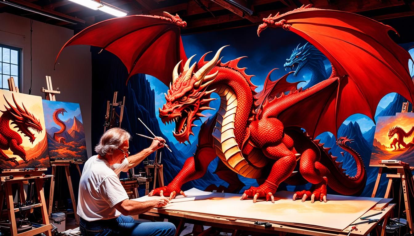 Fantasy Art: Red Dragon in the Style of Classic Illustration