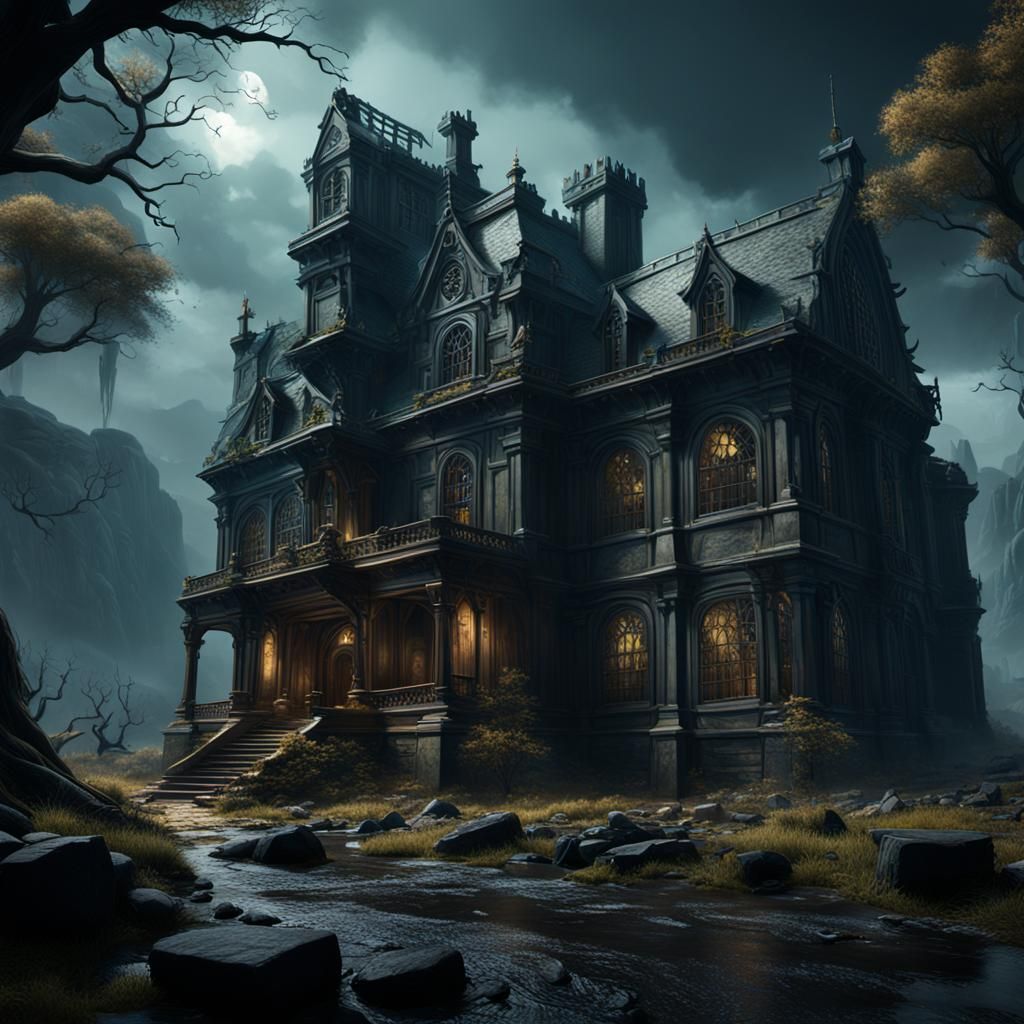 Detailed Frankenstein Matte Painting in Deep Color