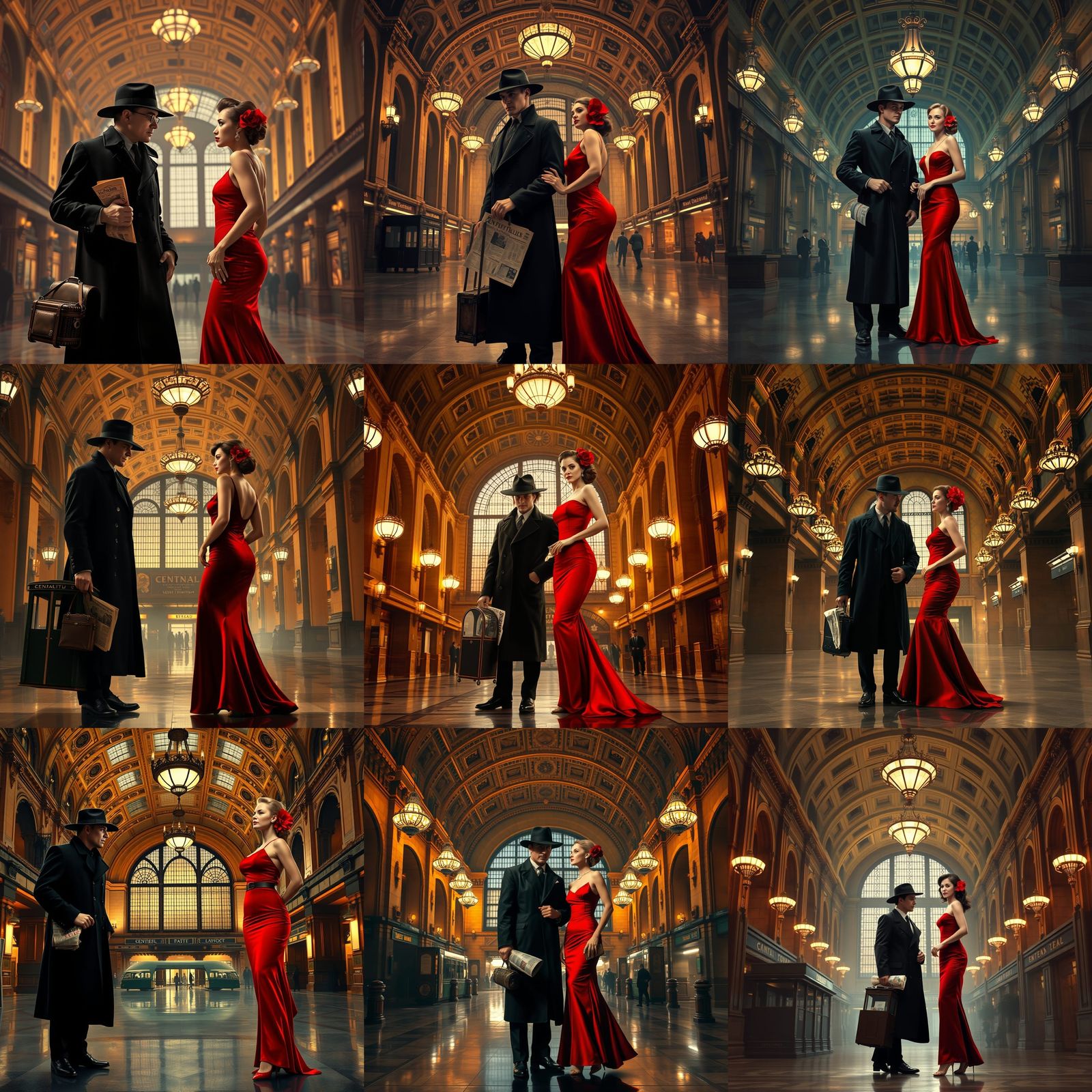 Film Noir Couple at Grand Central Station