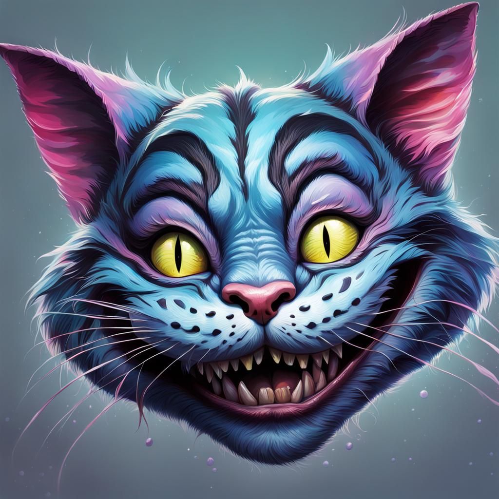 Hyperrealistic Cheshire Cat in Colorful Splash Art