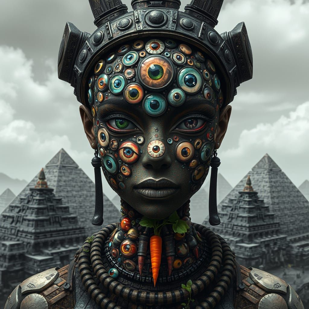 Surreal Mosaic Guardian Surrounded by Ancient Monoliths and ...