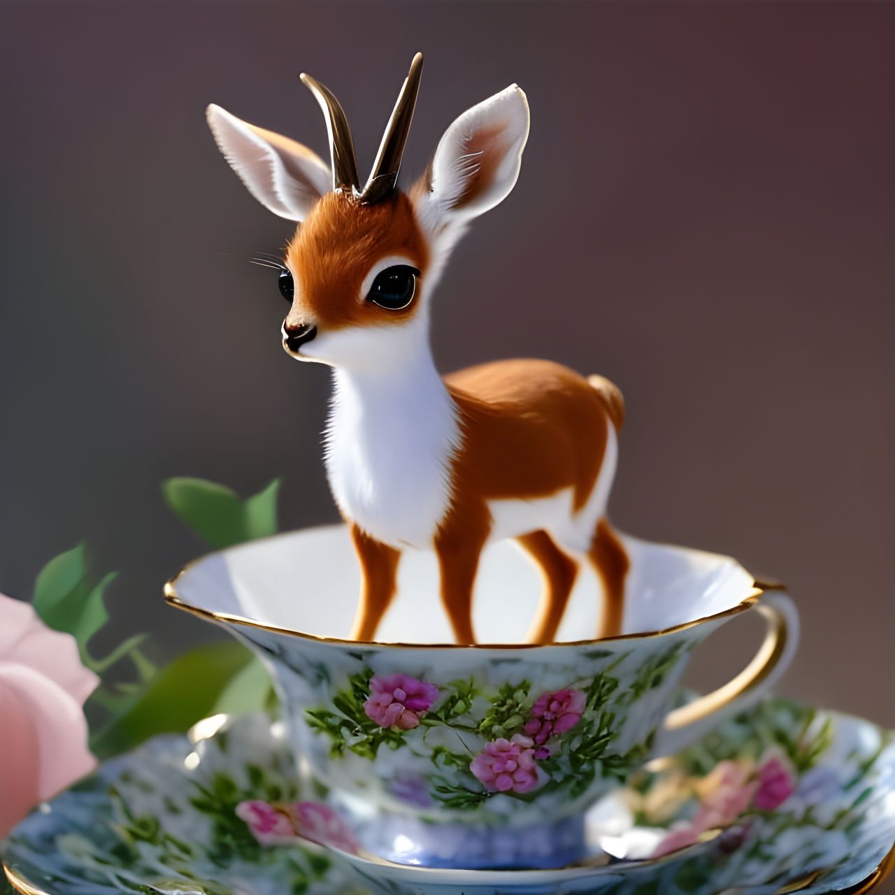 Antelope in Teacup: Whimsical Porcelain Art