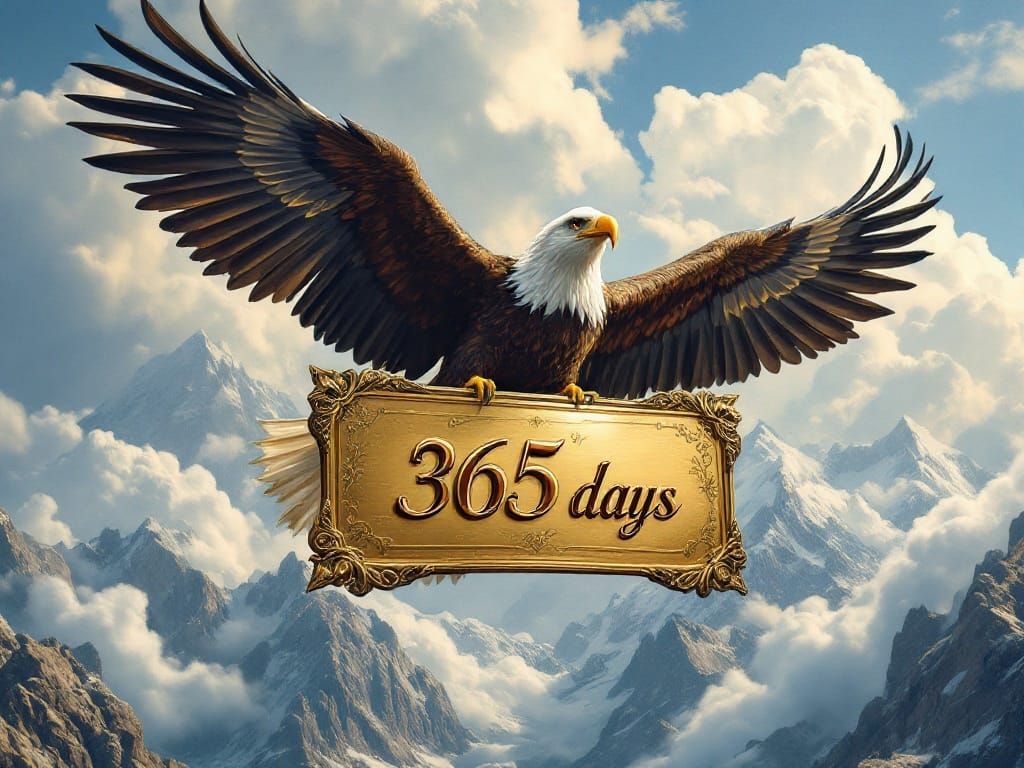 Majestic Bald Eagle Soars Over Grand Mountain Landscape