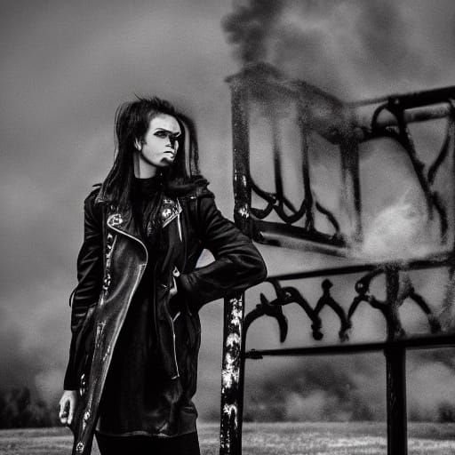 Gothic Woman in Smoke and Fog
