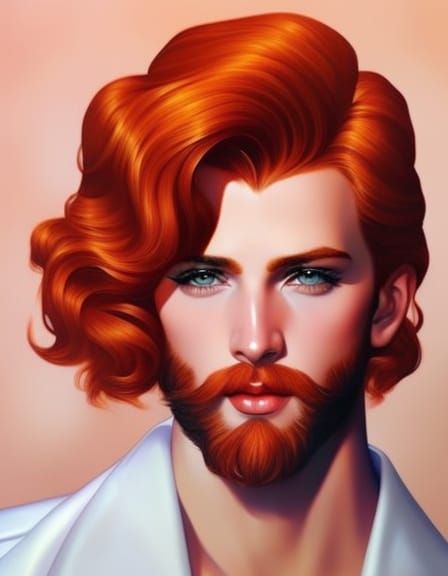 Hyperrealistic Portrait of Redhead Man in Retro Style