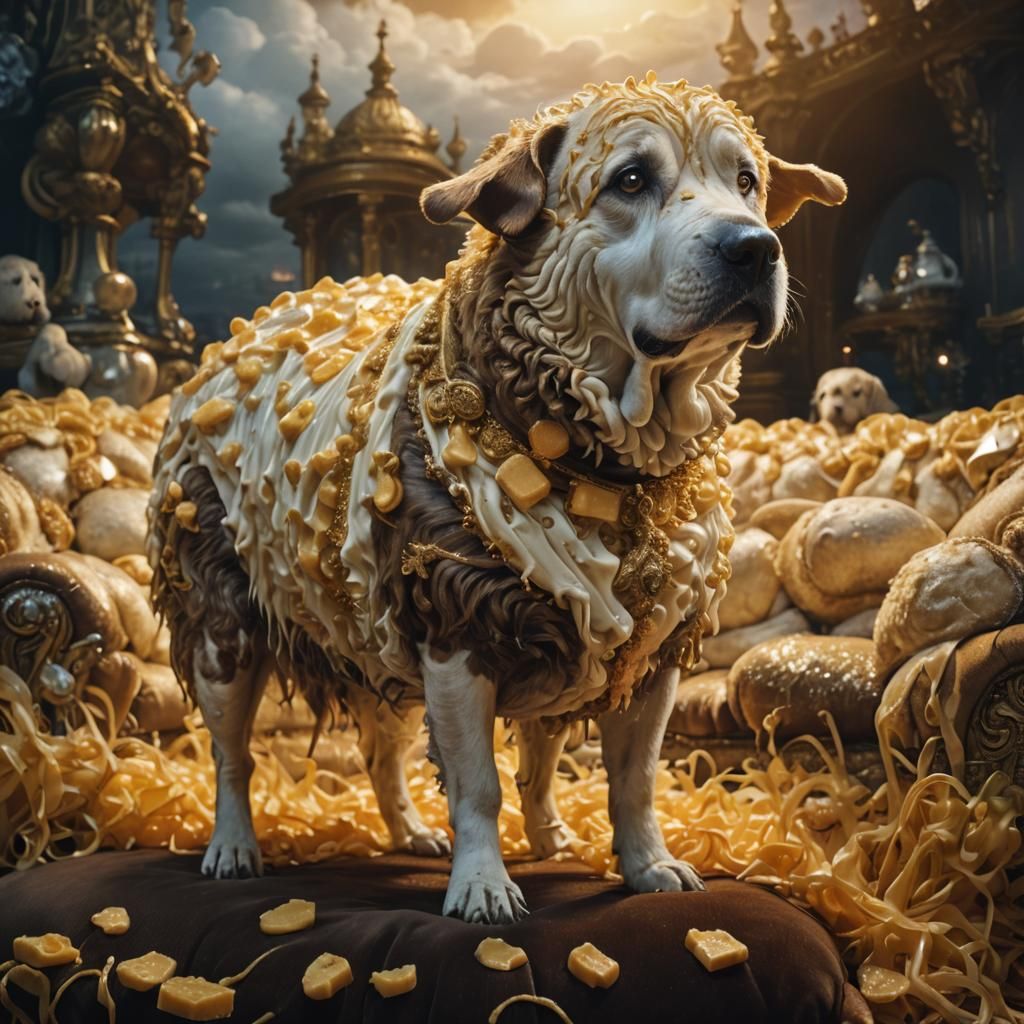 Cheese Dog in Lavish Room: Fantasy Concept Art