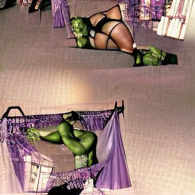 Green Powerhouse Posing with Confidence