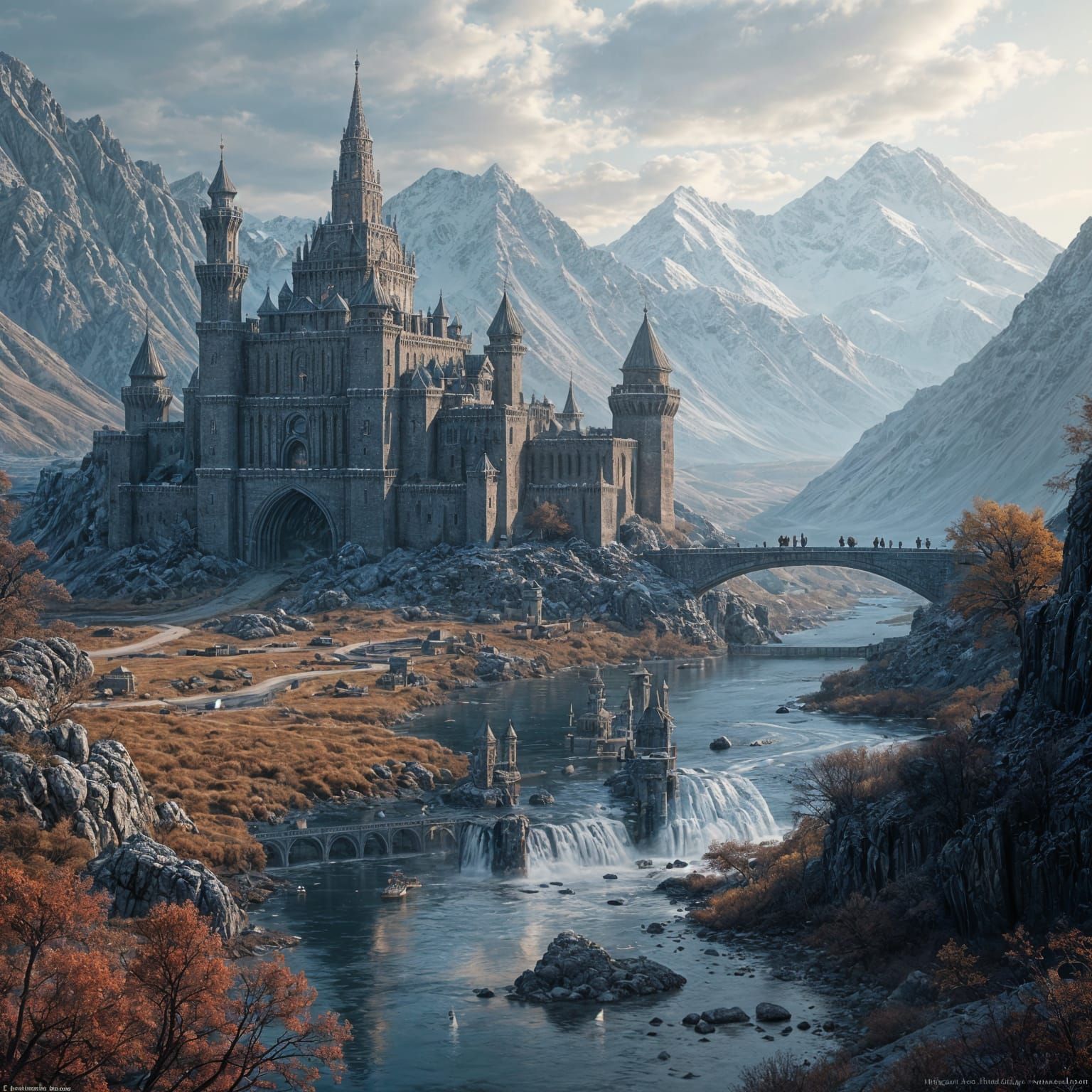 Epic Mongolian Dothraki Palace in Fantasy Landscape