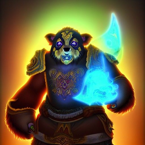 WoW Pandaren Monk in Holographic Astral Illustration