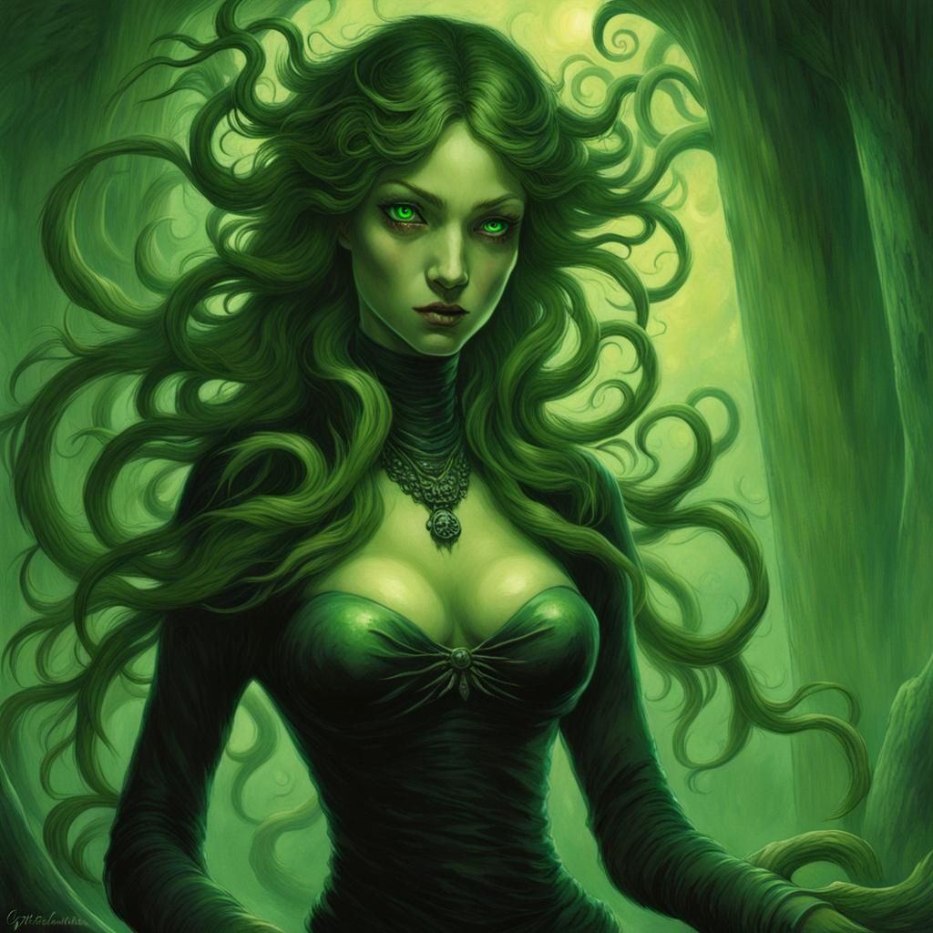 Lovecraftian Horror: Woman with Emerald Eyes
