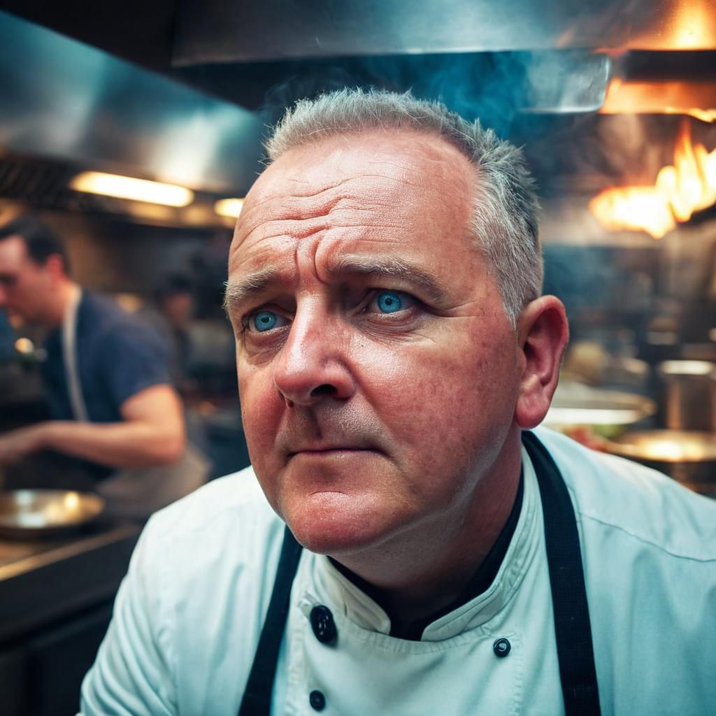 Cinematic Chef Portrait in Restaurant Kitchen