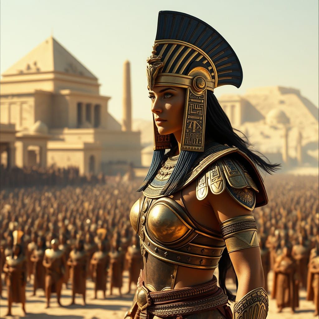 Epic Warrior Queen in Ancient Egyptian Splendor