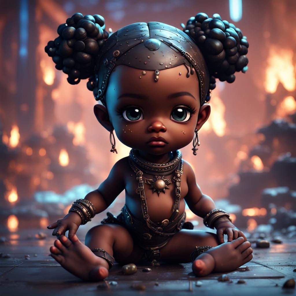 Cute Manga Baby Baddie in Detailed Matte Painting