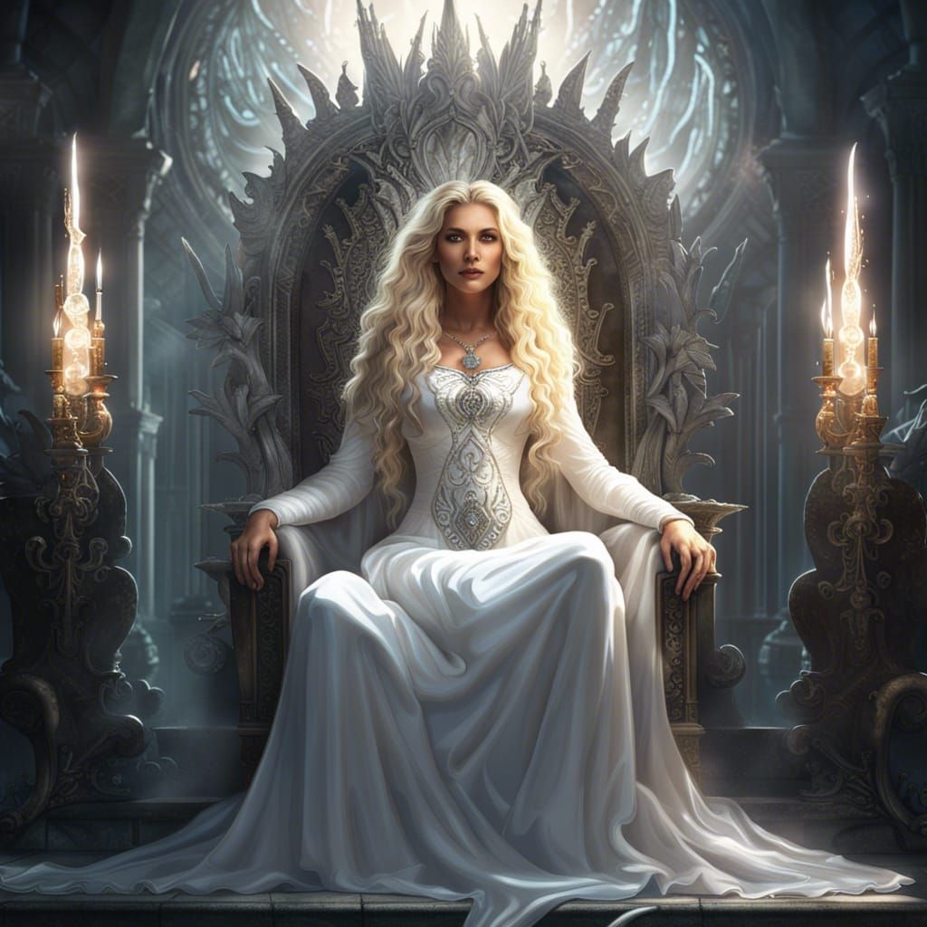 Blonde Woman on Throne with Silver Energy