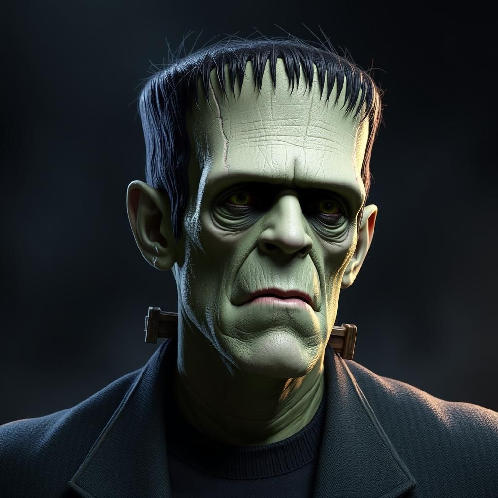 Frankenstein's Monster in Dark Painterly Style