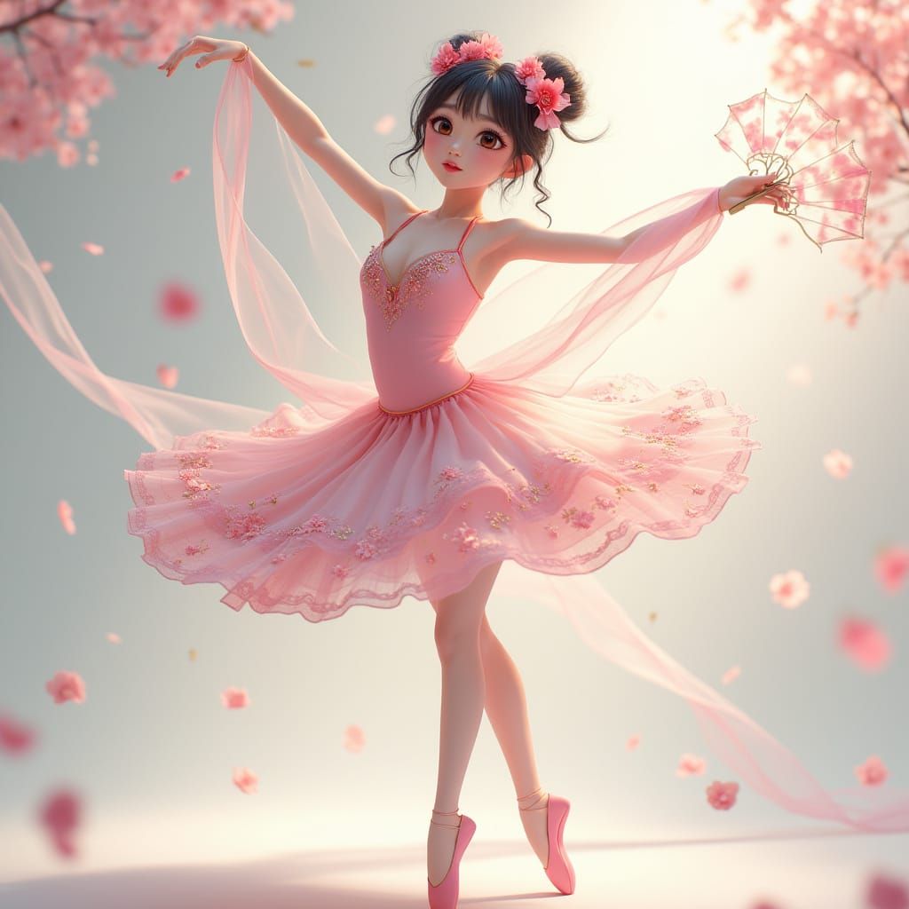 Anime Ballerina Fusion in 3D Concept Art