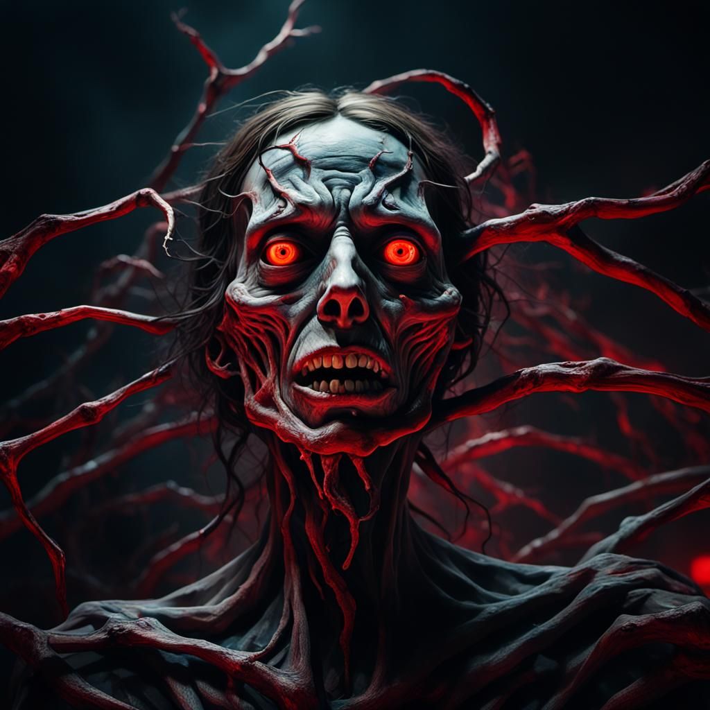 Distorted Face Contorted in Terror: A Surreal Close-Up