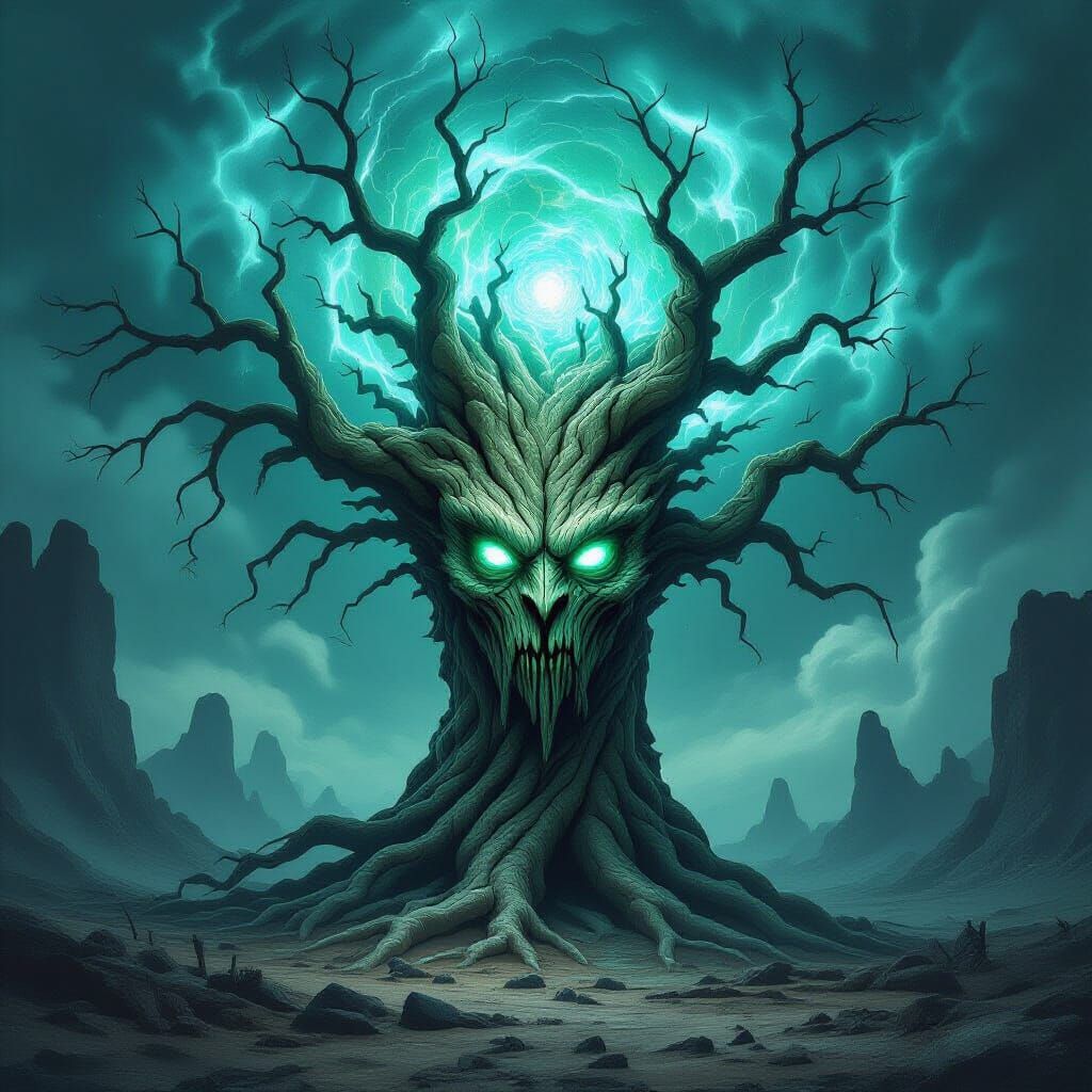 Ancient Tree Spirit in Surreal Alien Landscape Digital Paint...