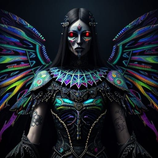 Intricate Psychedelic Portrait with Iridescent Lights