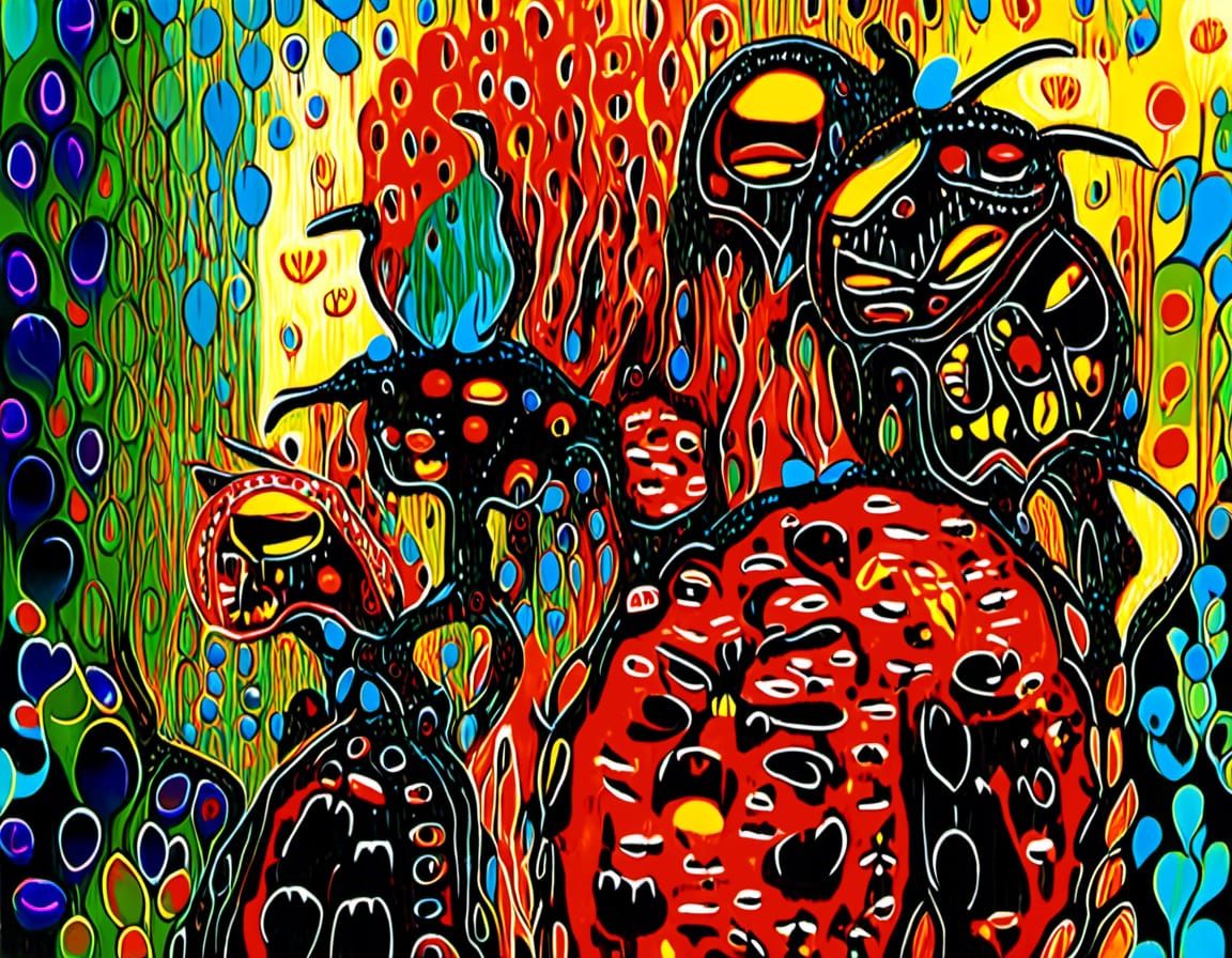 Colorful Expressionist Painting in Neo-Impressionism Style