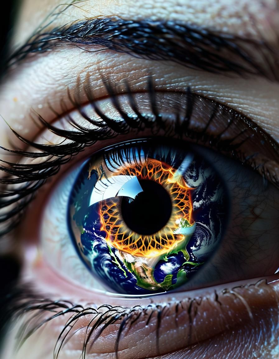 Surreal Macro Eye View of Earth Orbit