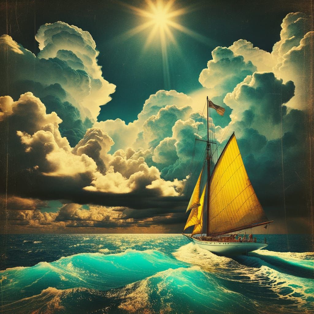 Noble Sailboat Navigating Turquoise Sea