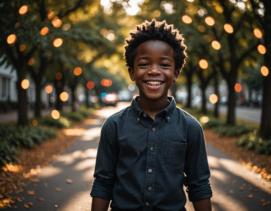 Black Boy Joy with Bokeh Effect, Digital Art