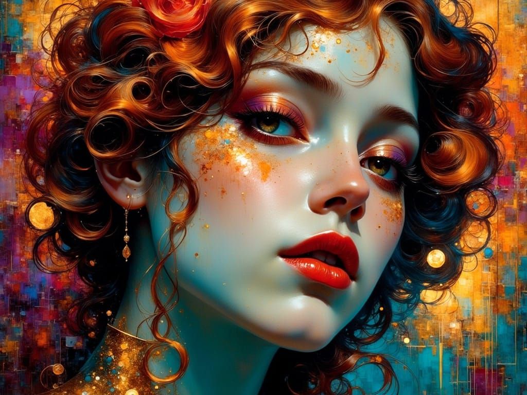 Emopunk Figure at Sunset in Vibrant Neon Colors