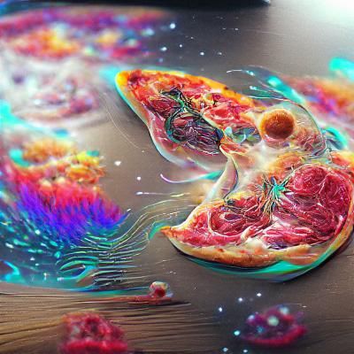 Delicious Pizza: Holographic Astral Cosmic Illustration