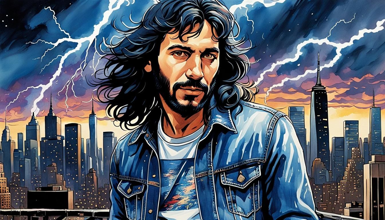 Singer in NYC: Pop Art Watercolor Portrait