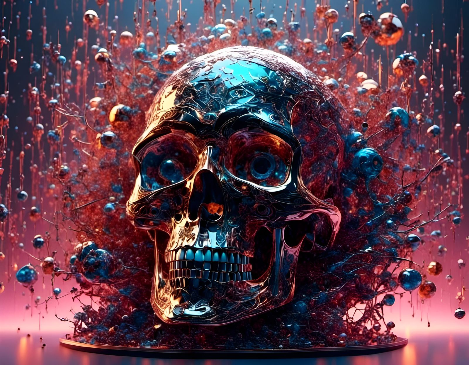 Nebula Pirate Space Skull in Cyberpunk Style