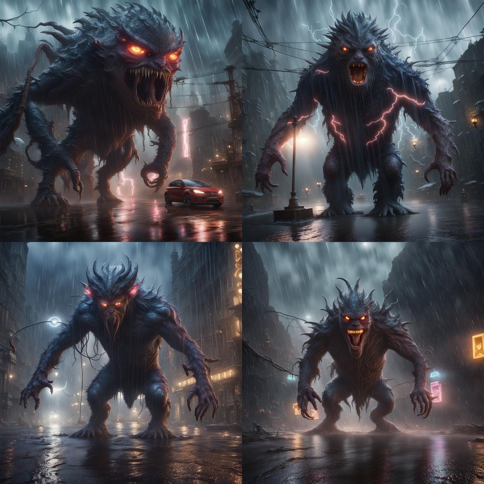 Electric Creature of Lightning in Heavy Rain