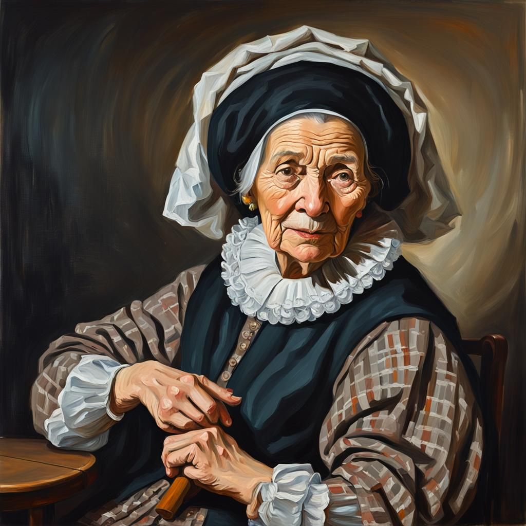 Frans Hals Style Portrait of an Old Woman