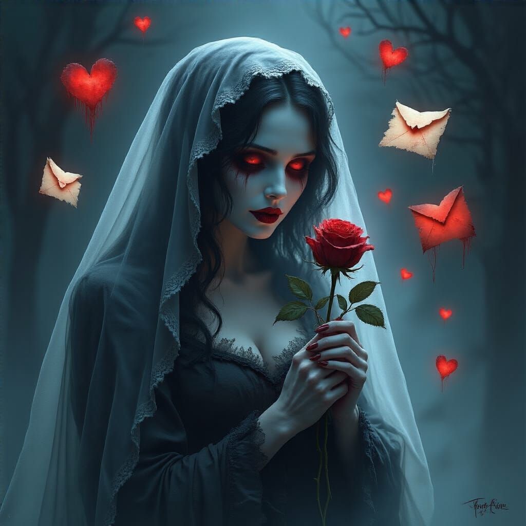 Spectral Maiden with Ghostly Rose