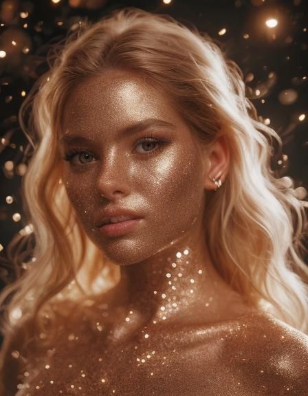 Glittering Glamour: A Realistic Portrait in 8K