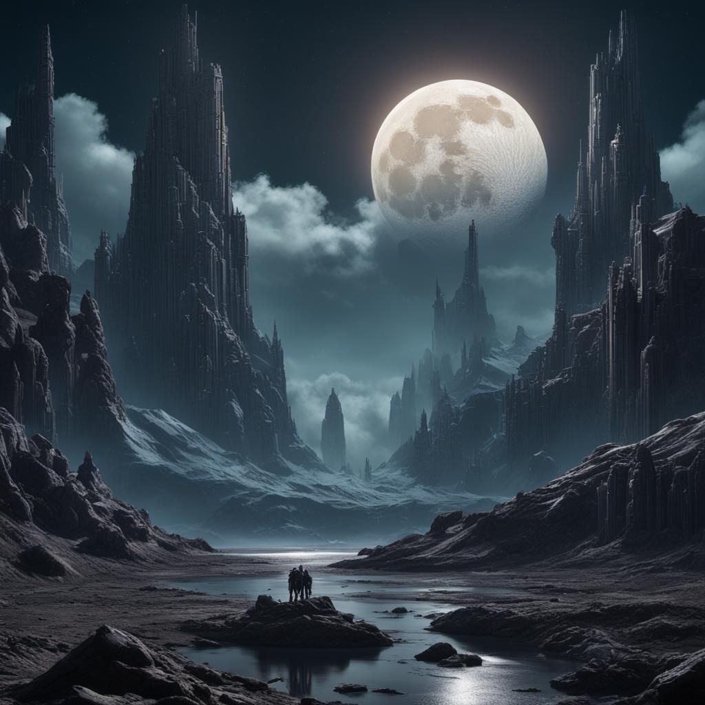 Sci-Fi Moon Matte Painting in Deep Color
