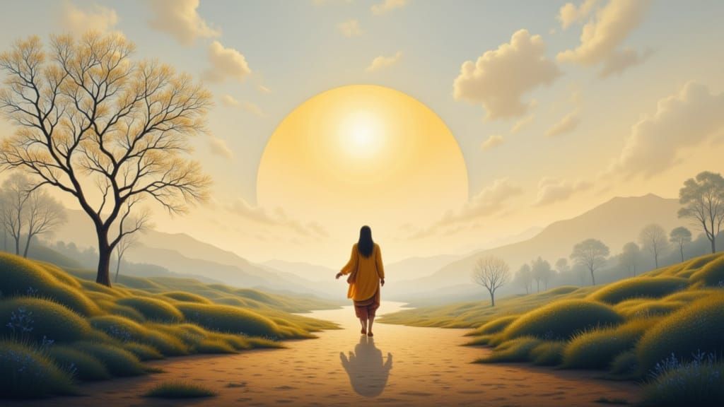 Figure Walks From Familiar to Boundless Landscape in Soft Li...