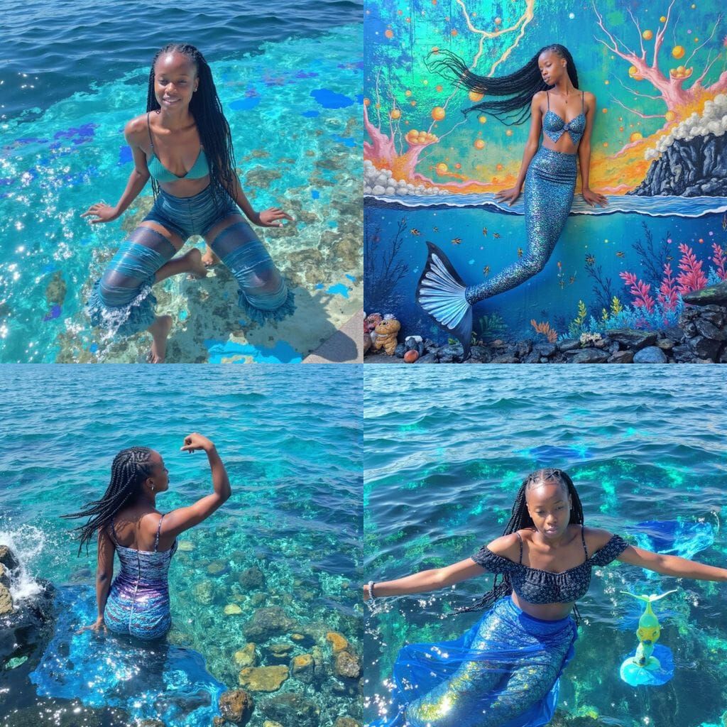 A Young Girl Enjoys Her First Ocean Experience in Vibrant, M...