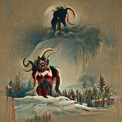 Menacing Krampus Figure in Folklore Style