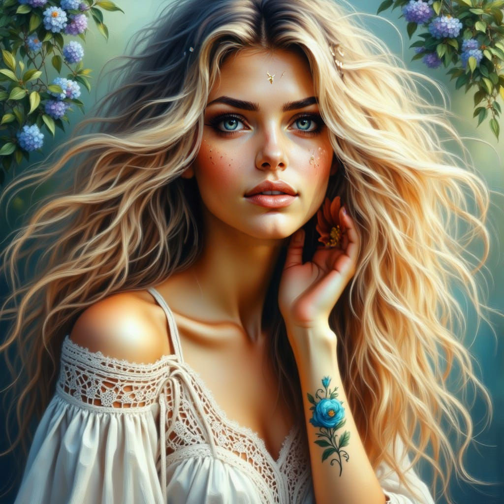 Soulful Woman with Gentle Gaze Portrait