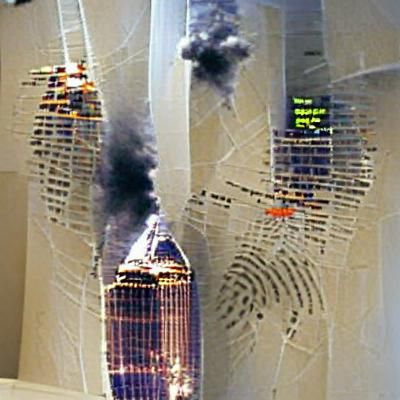 Futuristic Cityscape Reflecting September 11