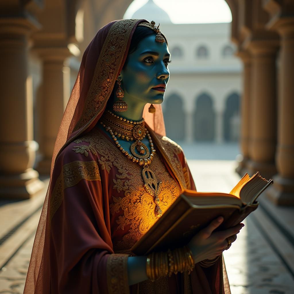 Regal Na'vi Woman in Opulent Attire