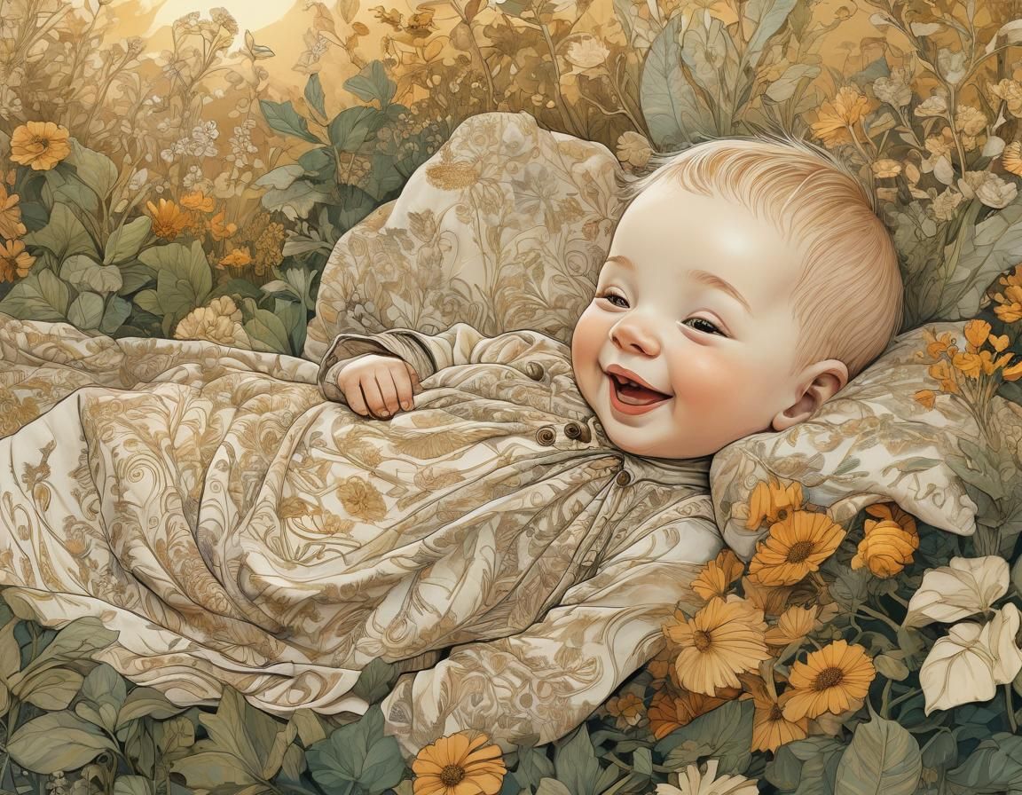 Enchanting Whimsical Baby Portrait in a Lush Garden
