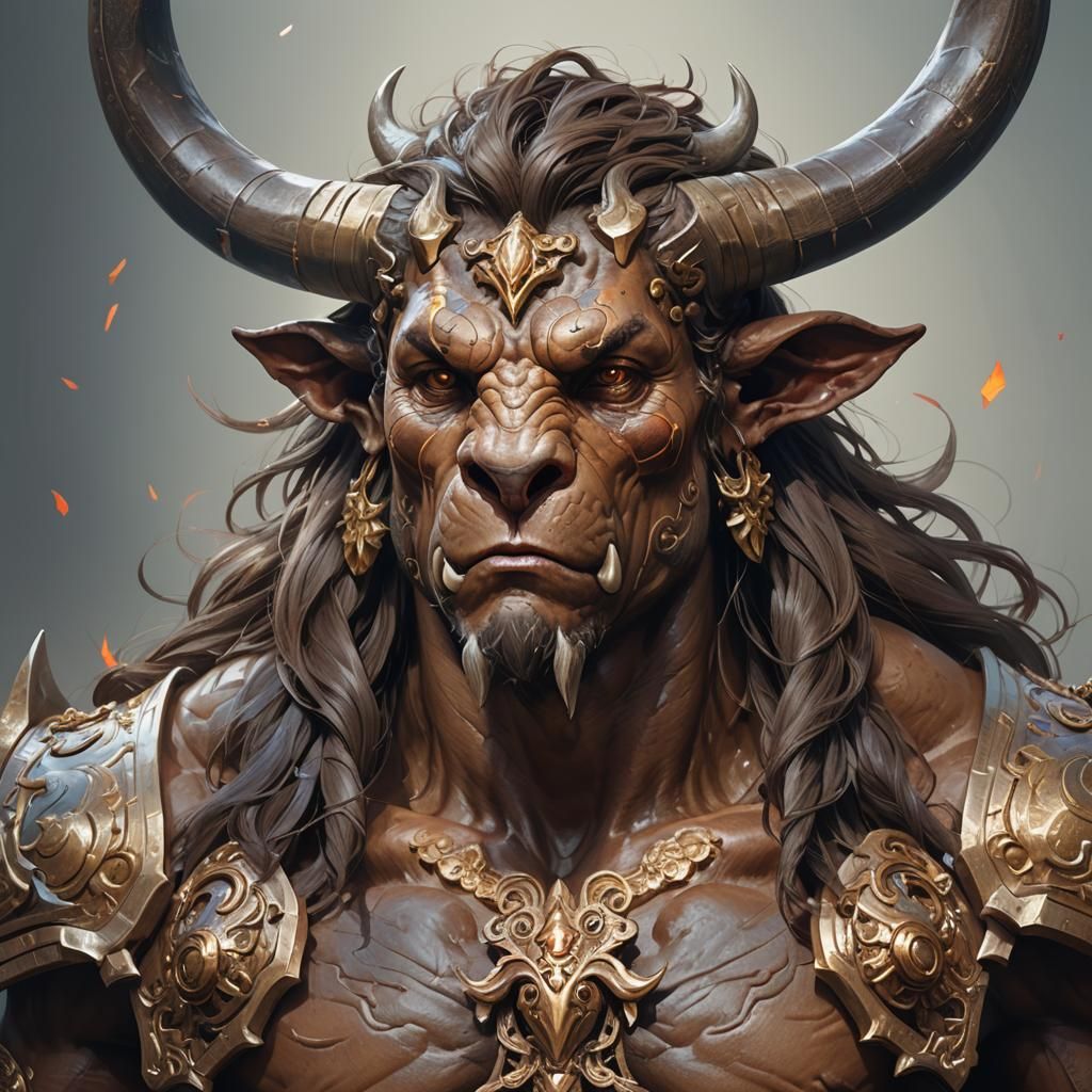 Detailed Minotaur Portrait in Hyperdetailed Style