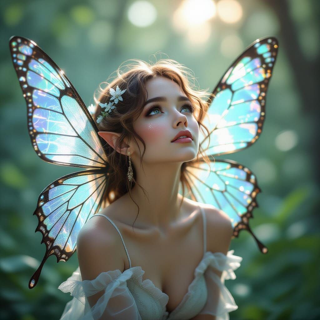 profile portrait of a delicate crackled glass faerie, cracke...