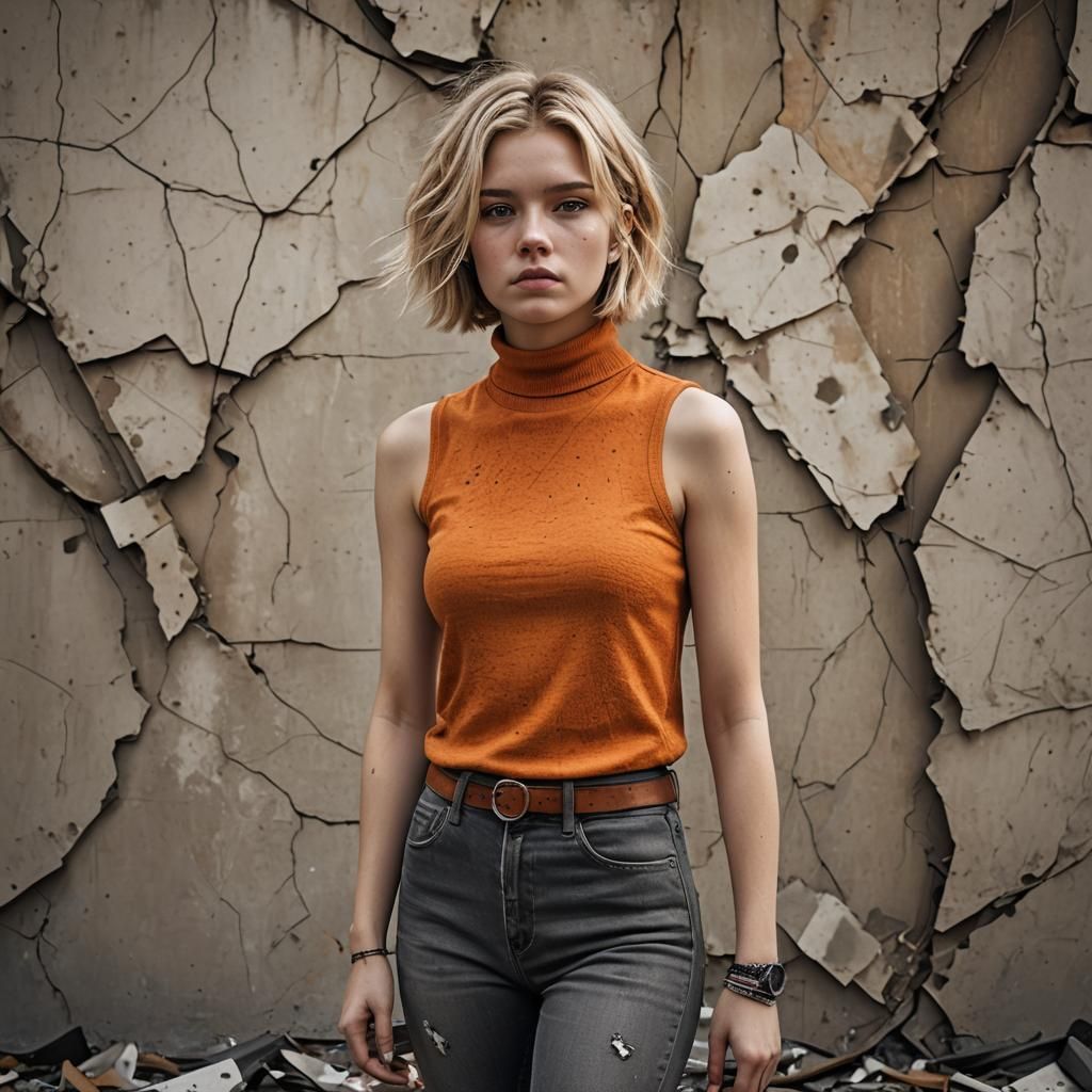 Teen Girl Portrait with Blonde Bob Hairstyle