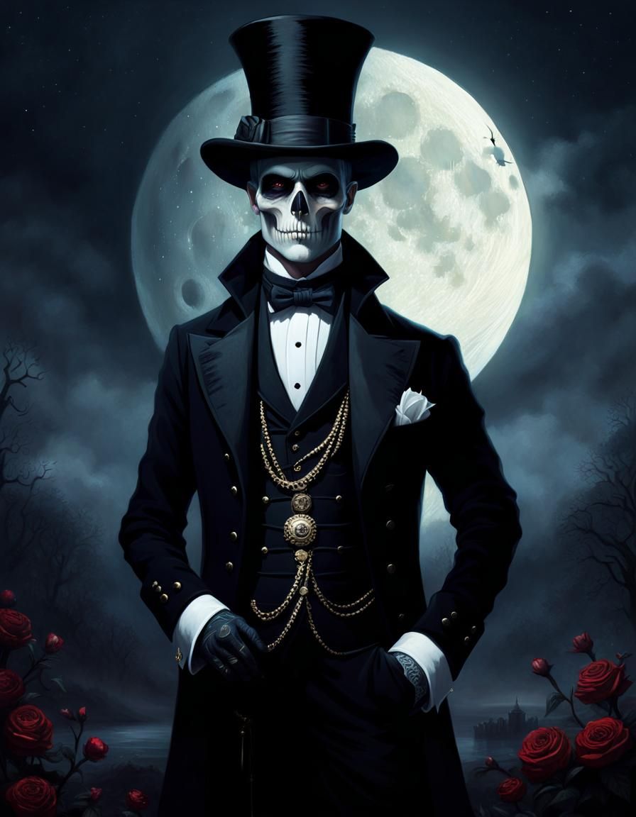 Grimdark Gothic Man in Skull Makeup Portrait