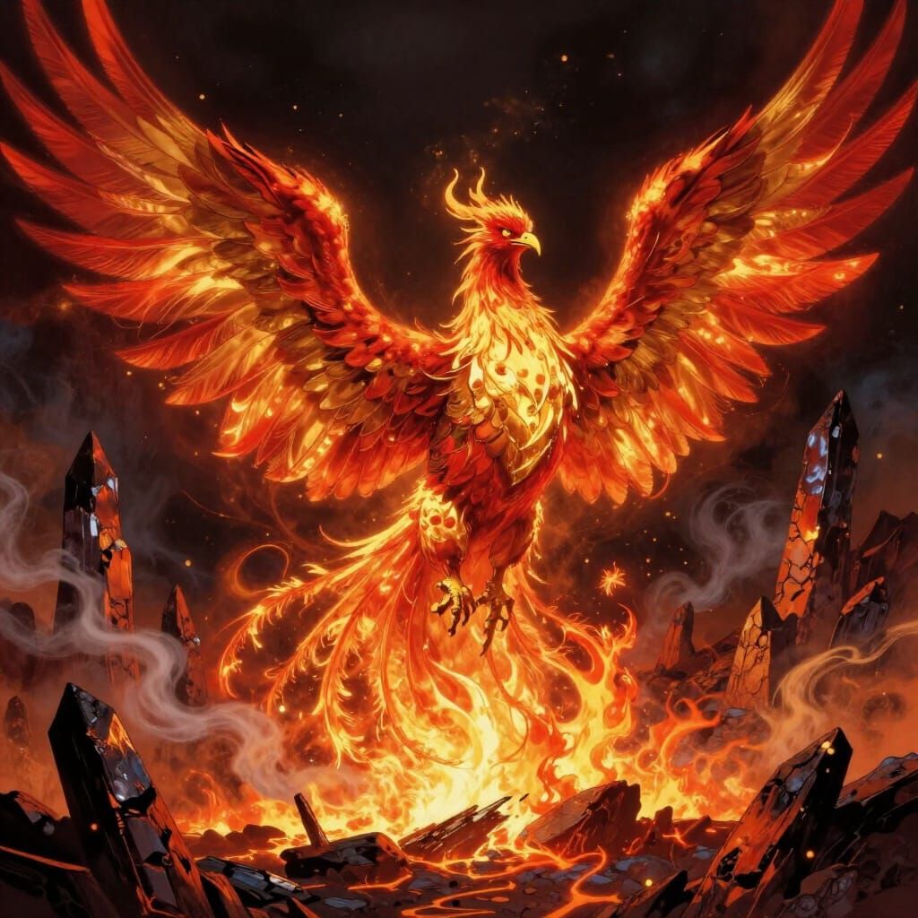 Majestic Phoenix Rises From Embers in Fantasy Concept Art